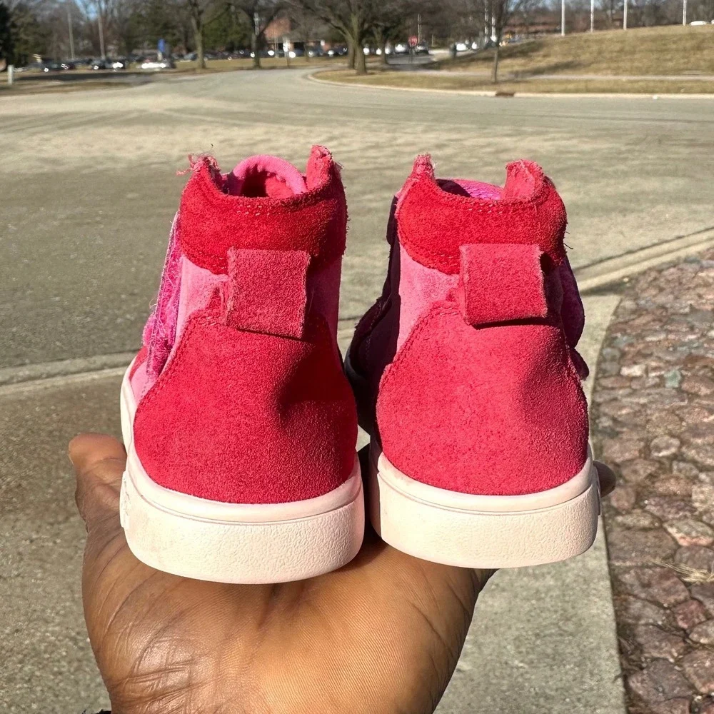 UGG Girl's T Rennon II Suede Leather Mashup Colorblock Sneakers Size 9 Pink Red‎